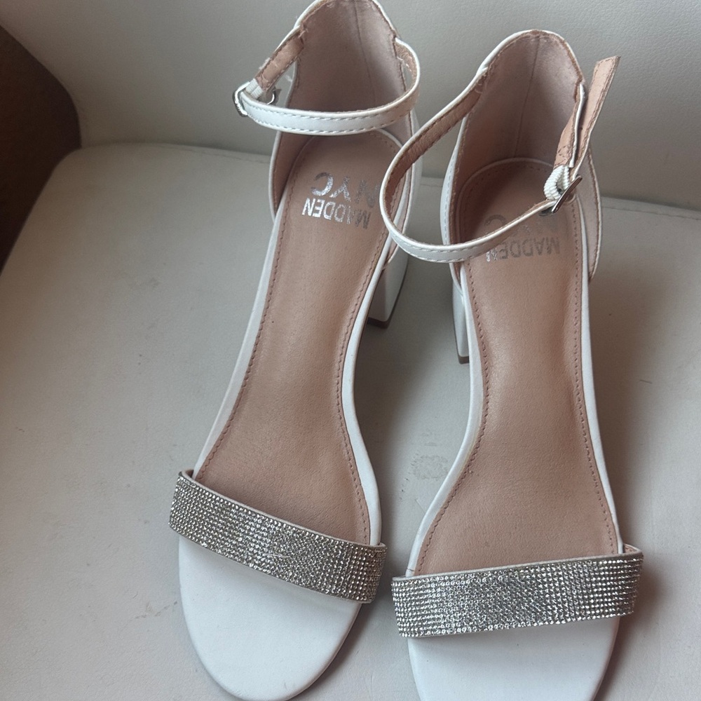 NADORN Women's White and Silver Heels